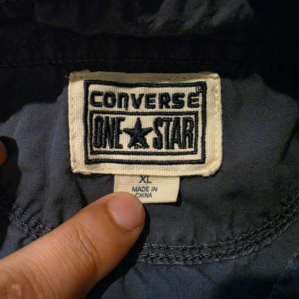 Converse One Star Mens XL Navy Blue Short Sleeve Western Snap Front Shirt Rugged - Picture 3 of 6